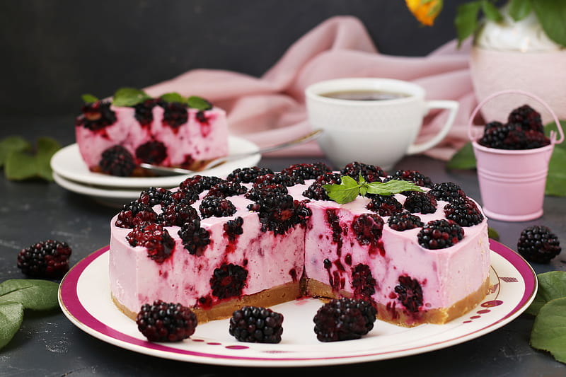 Food, Cheesecake, Berry, Blackberry, Cake, Dessert, HD wallpaper