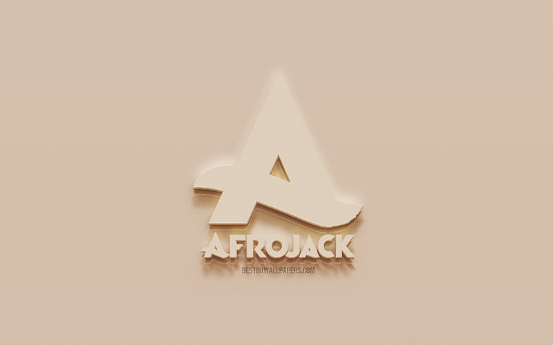 Afrojack logo, brown plaster background, Afrojack 3d logo, musicians, Afrojack emblem, 3d art, Afrojack, HD wallpaper