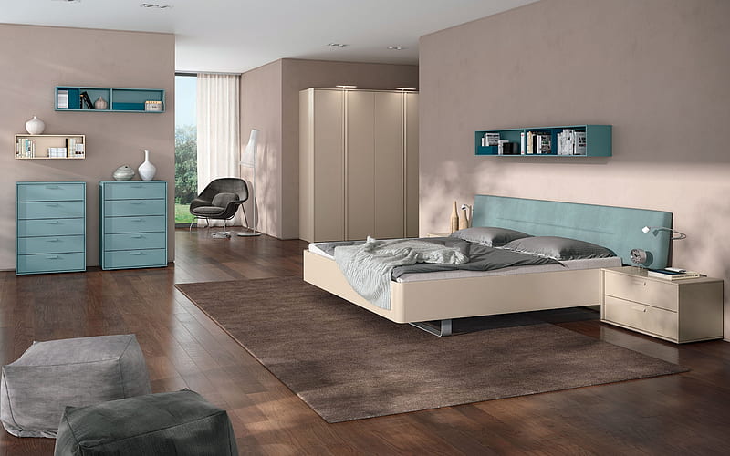 modern design, bedroom, spacious bedroom, minimalism, stylish interior, HD wallpaper