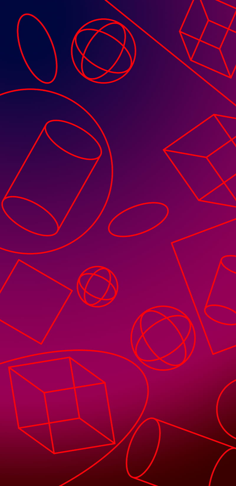 Figuras geométricas, cubo, cilindro, degradado, rojo, esfera, Fondo de  pantalla de teléfono HD | Peakpx