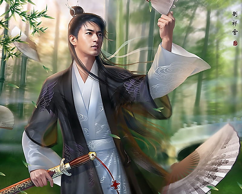 Asian sword, asian, man, fantasy, sword, HD wallpaper | Peakpx