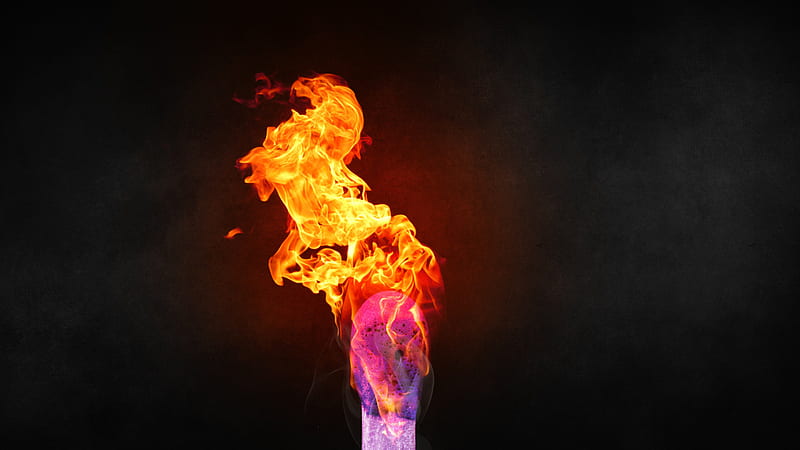 Burning Match, art, fire, flame, flaming, HD wallpaper