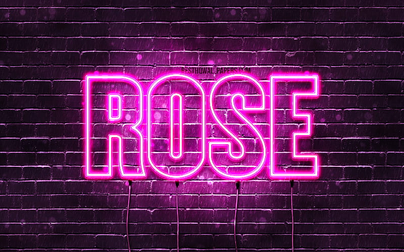Rose with names, female names, Rose name, purple neon lights, horizontal text, with Rose name, HD wallpaper