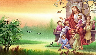 Jesus christ with children Wallpapers Download | MobCup