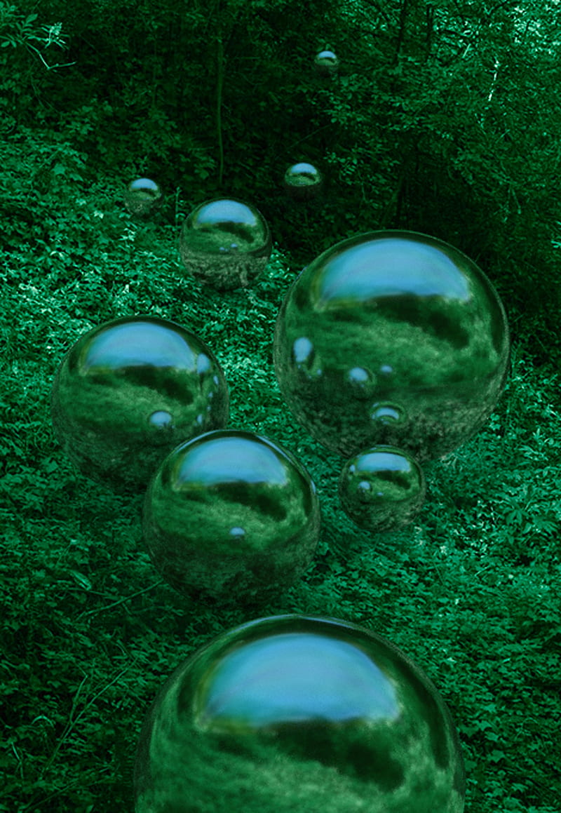 leafy bubbles, 1970something, 3D, abstract landscape, abstract nature, HD phone wallpaper