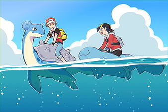 Pokémon Fanart - Red and Lapras