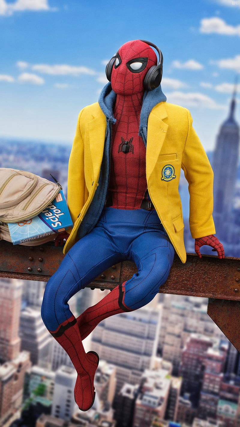 Spiderman, spider, man city, blue sky, hero, film, movie, HD phone wallpaper