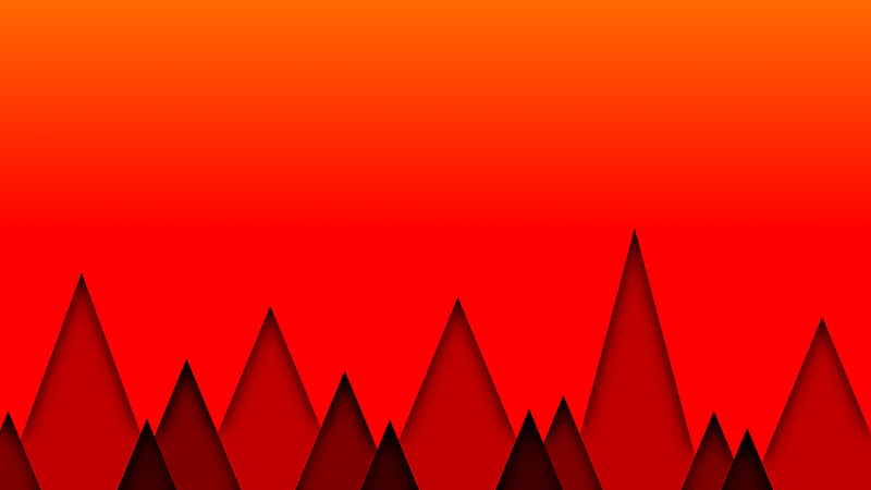 triangles, geometric, red, bright, HD wallpaper