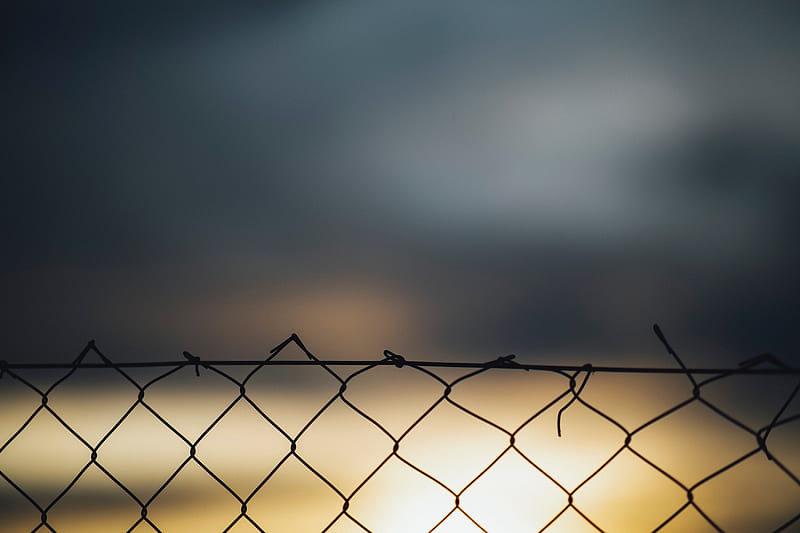 fence, mesh, sky, blur, HD wallpaper