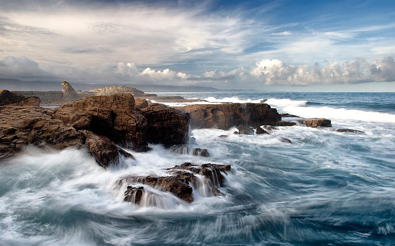 Turbulent Sea, Sea, Rough Surf, Oceans, Waves, Rocks, Nature, HD wallpaper