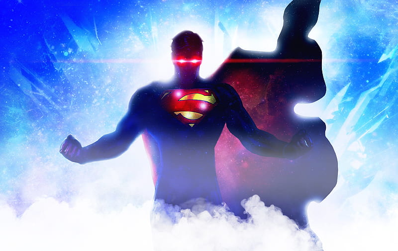 superman, artwork, red eyes, cape, Movies, HD wallpaper