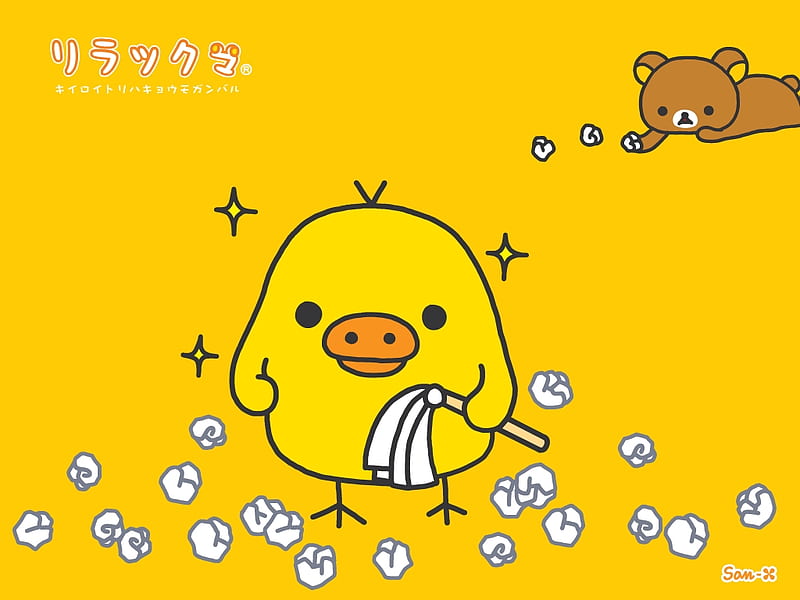 Kiiroitori, Yellow, Bear, Cartoon, Bird, Rilakkuma, HD wallpaper | Peakpx