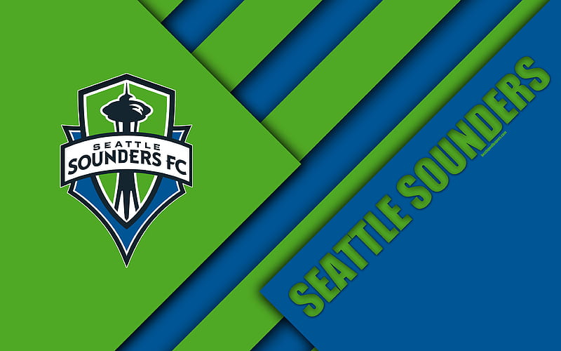 Seattle Sounders FC, material design logo, blue green abstraction, MLS, football, Seattle, Washington, USA, Major League Soccer, HD wallpaper