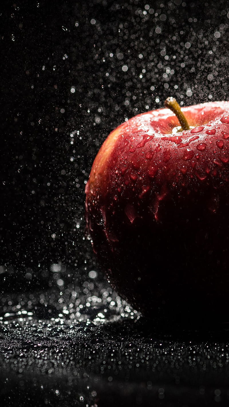 Red apple, fruit, water, waterdrops, HD phone wallpaper | Peakpx