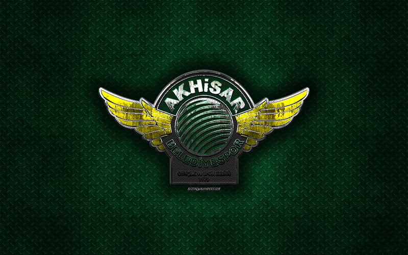 Akhisar Belediyespor, Akhisarspor, Turkish football club, green metal texture, metal logo, emblem, Akhisar, Turkey, Super Lig, creative art, football, HD wallpaper