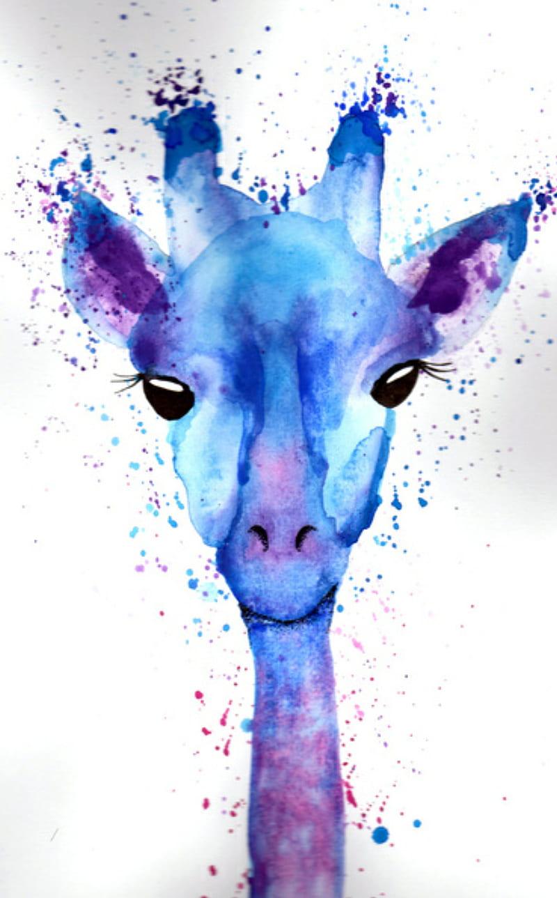 Watercolor Giraffe, animal, cute, purple, purples, HD phone wallpaper