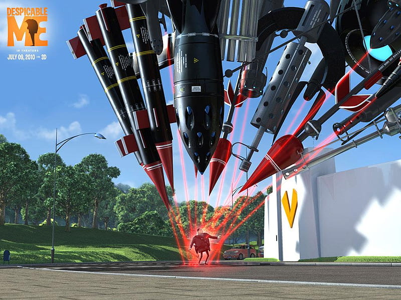 Gru with missiles, missiles, me, movie, despicable, HD wallpaper
