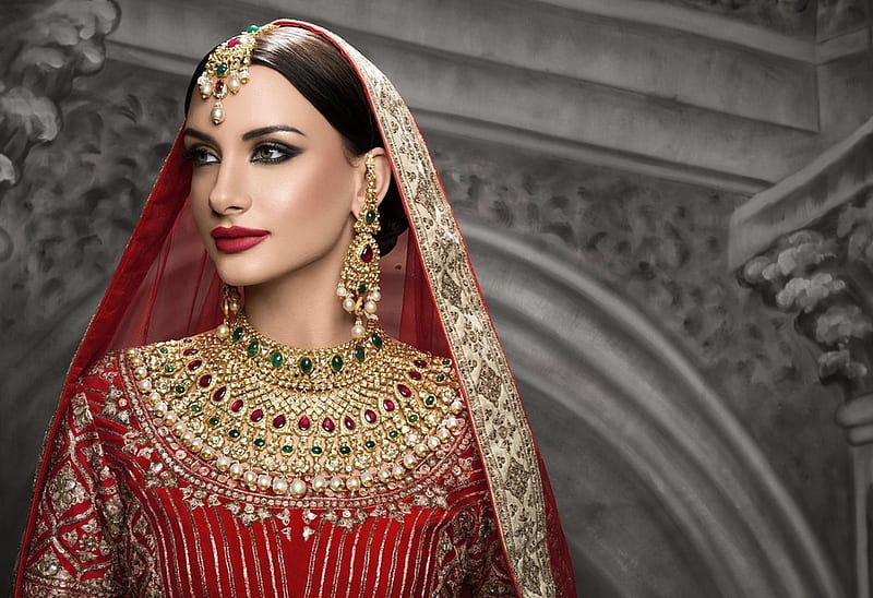 Pretty woman, Jewellery, Model, Bridal, Indian, HD wallpaper