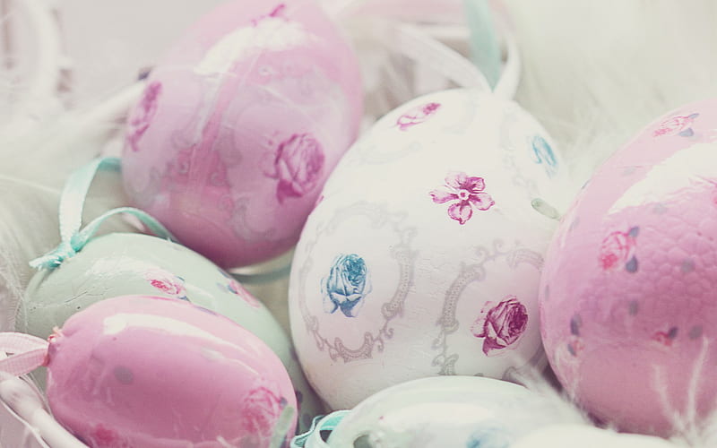 Pink Easter eggs, stylish Easter background, spring, Easter eggs, macro, Easter, HD wallpaper