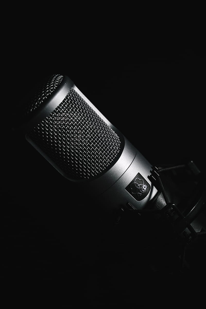 microphone, technology, music, black and white, HD phone wallpaper
