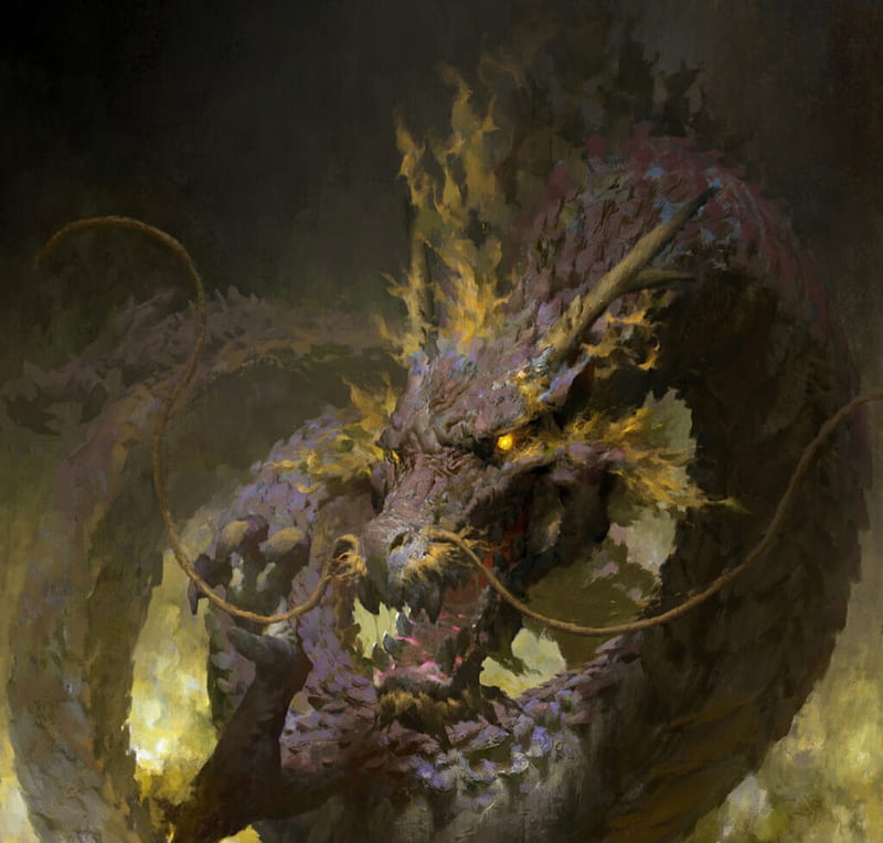 Dragon, black, ruan jia, dark, fantasy, art, HD wallpaper | Peakpx