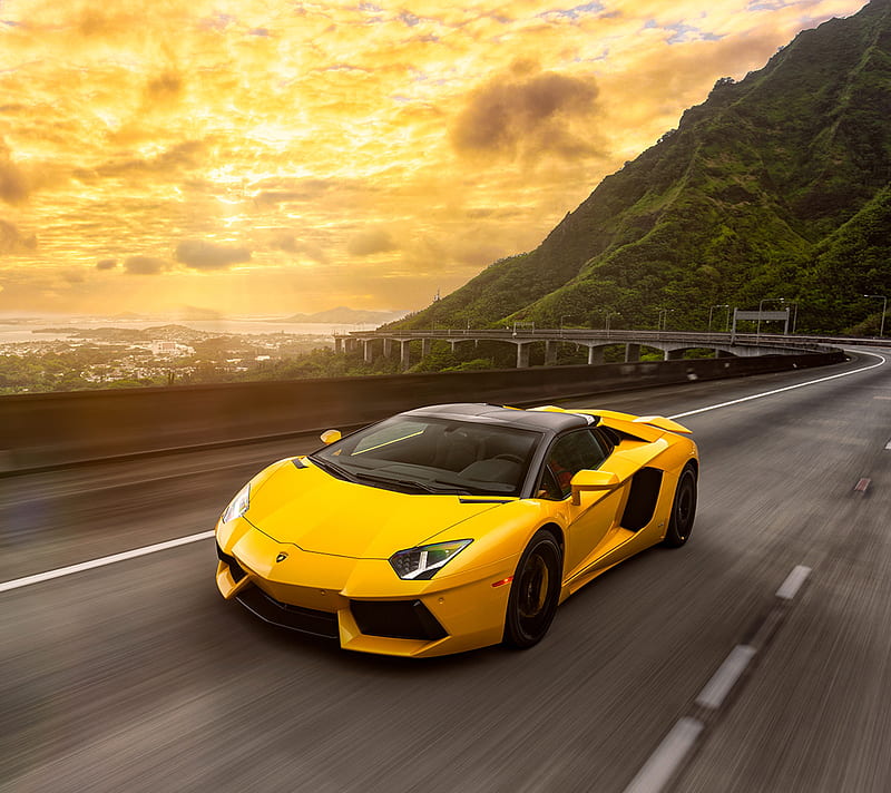 Lamborghini, car, desenho, yellow, HD wallpaper