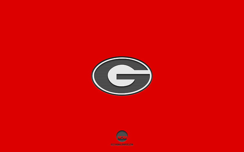 Georgia Bulldogs, red background, American football team, Georgia Bulldogs emblem, NCAA, Georgia, USA, American football, Georgia Bulldogs logo, HD wallpaper