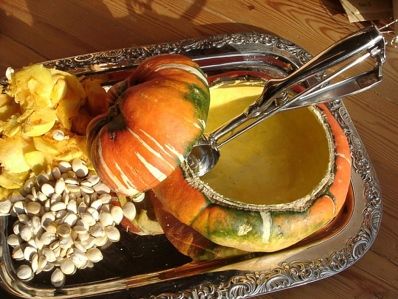 PUMPKIN SOUP, warmth, food, tray, vegetables, supper, pumpkins, HD wallpaper