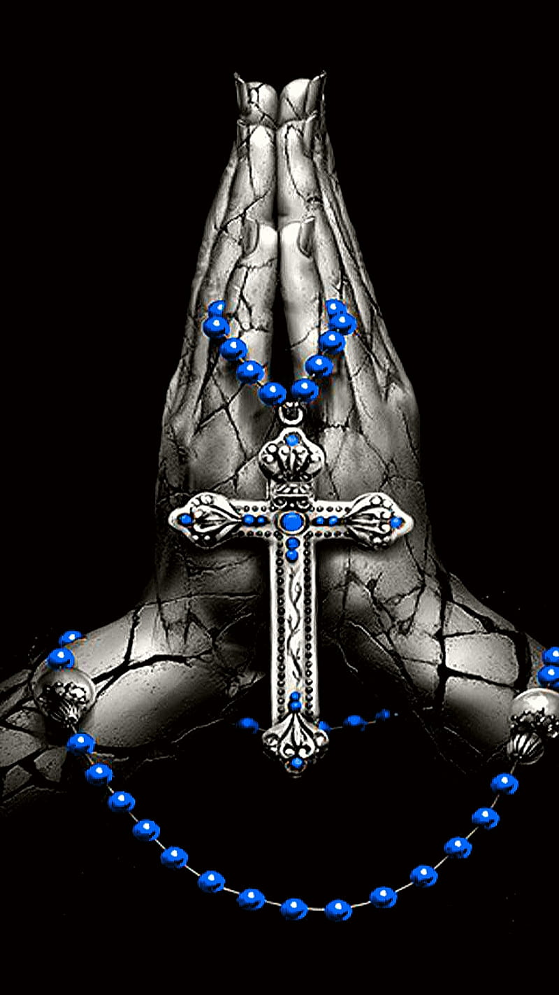 Blue prayer hands, HD phone wallpaper