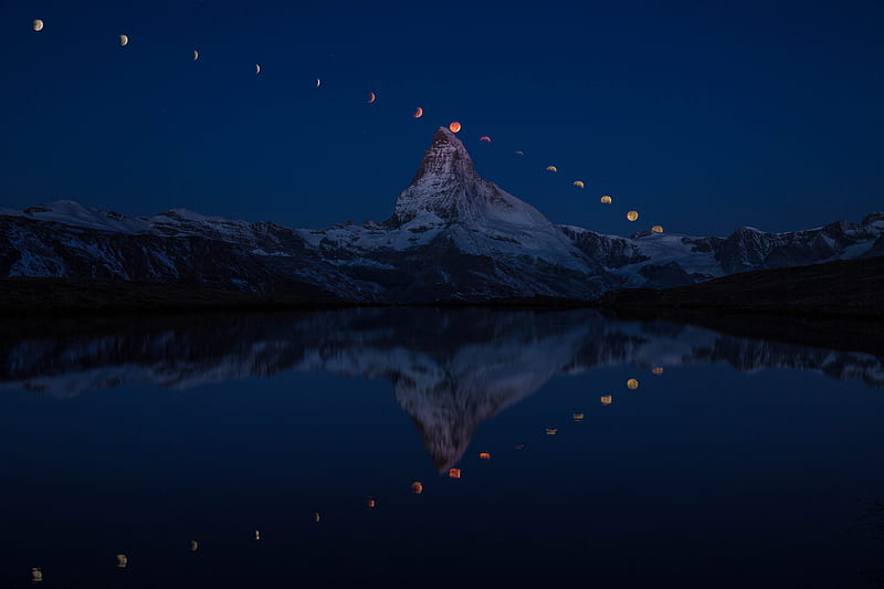 Super Moon Matterhorn , moon, nature, HD wallpaper