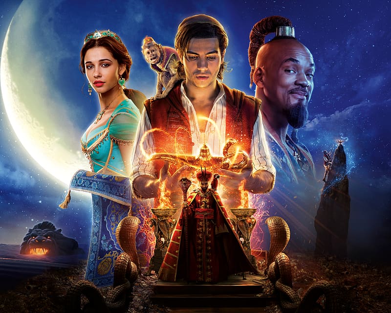 Will Smith, Movie, Naomi Scott, Princess Jasmine, Aladdin, Aladdin (2019), Mena Massoud, HD wallpaper