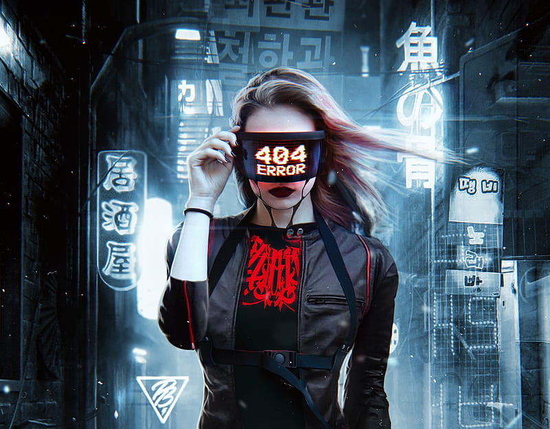 sci-fi, futuristic woman, eye mask, 404 error, Fantasy, HD wallpaper
