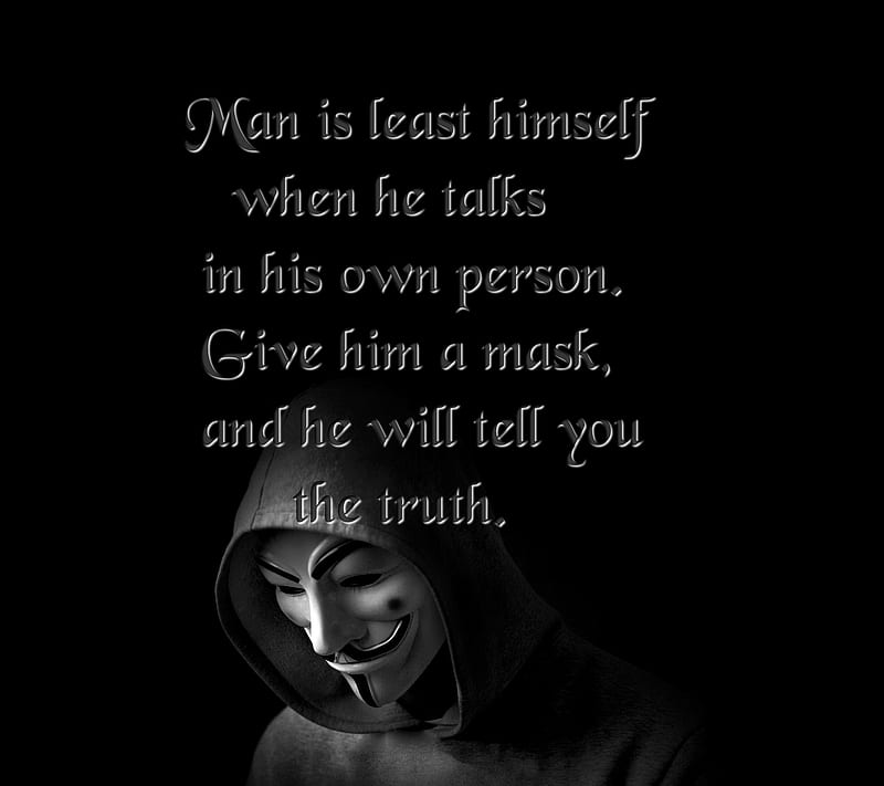 Mask, abstract, anonymous, dark, quote, saying, HD wallpaper