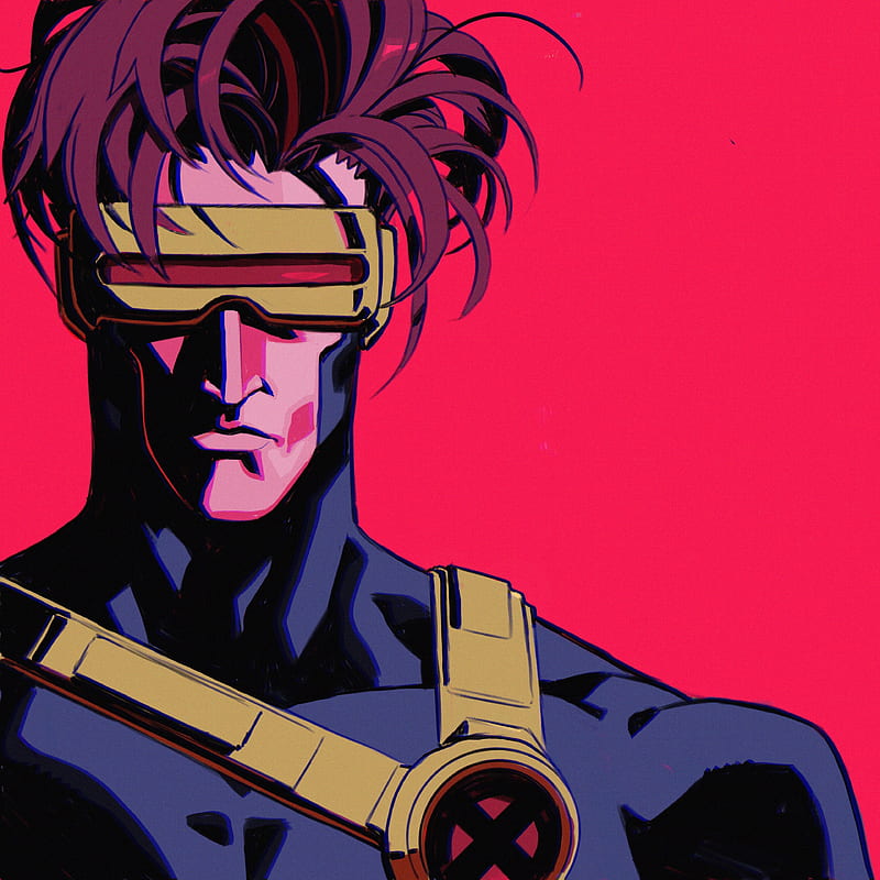 Cyclops, glasses, hero, man, mutant, red, suit, x-men, xmen, HD phone wallpaper