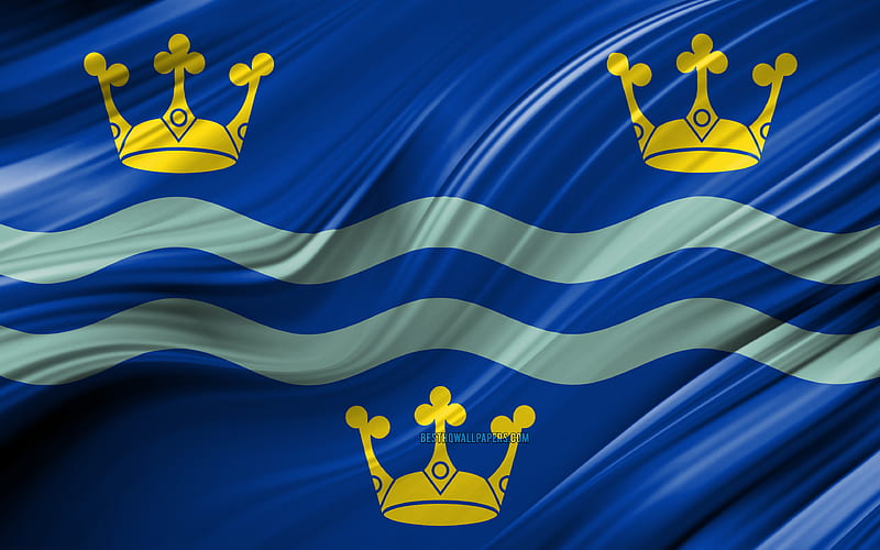 Cambridgeshire flag, english counties, 3D waves, Flag of Cambridgeshire, Counties of England, Cambridgeshire County, administrative districts, Europe, England, Cambridgeshire, HD wallpaper