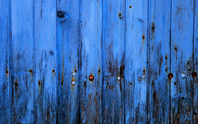 blue wooden planks, macro, boards with nails, vertical wooden boards, wooden fence, blue wooden texture, wood planks, wooden textures, wooden backgrounds, blue wooden boards, wooden planks, blue backgrounds, HD wallpaper