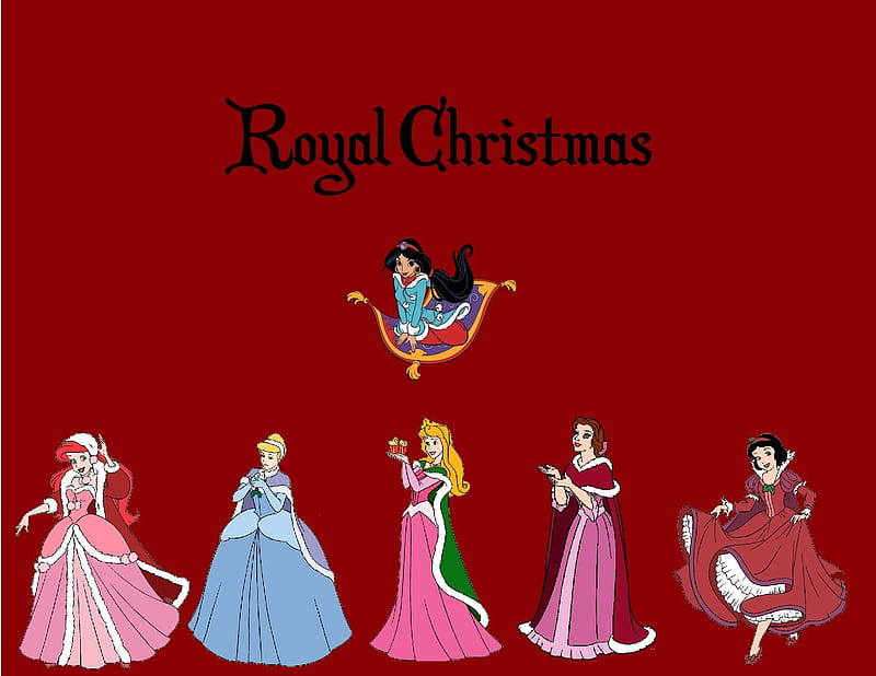 Royal Christmas, Belle, Christmas, Ariel, Cinderella, Snow White, Sleeping  Beauty, HD wallpaper