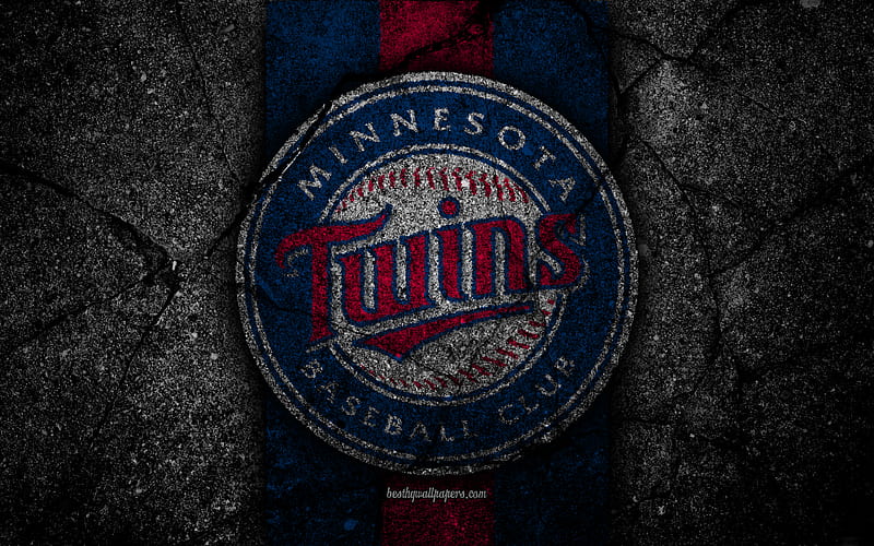 Minnesota Twins, logo, MLB, baseball, USA, black stone, Major League Baseball, asphalt texture, art, baseball club, Minnesota Twins logo, HD wallpaper