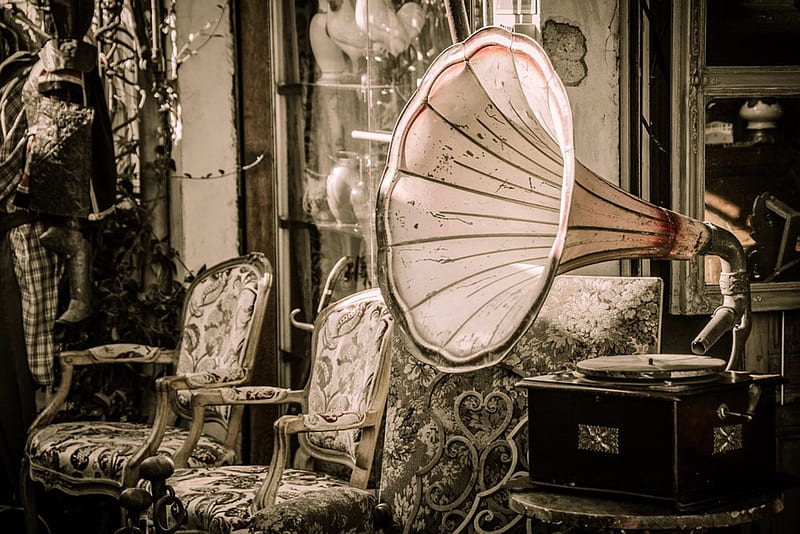 Gramophone, Abstract, graphy, Chairs, HD wallpaper