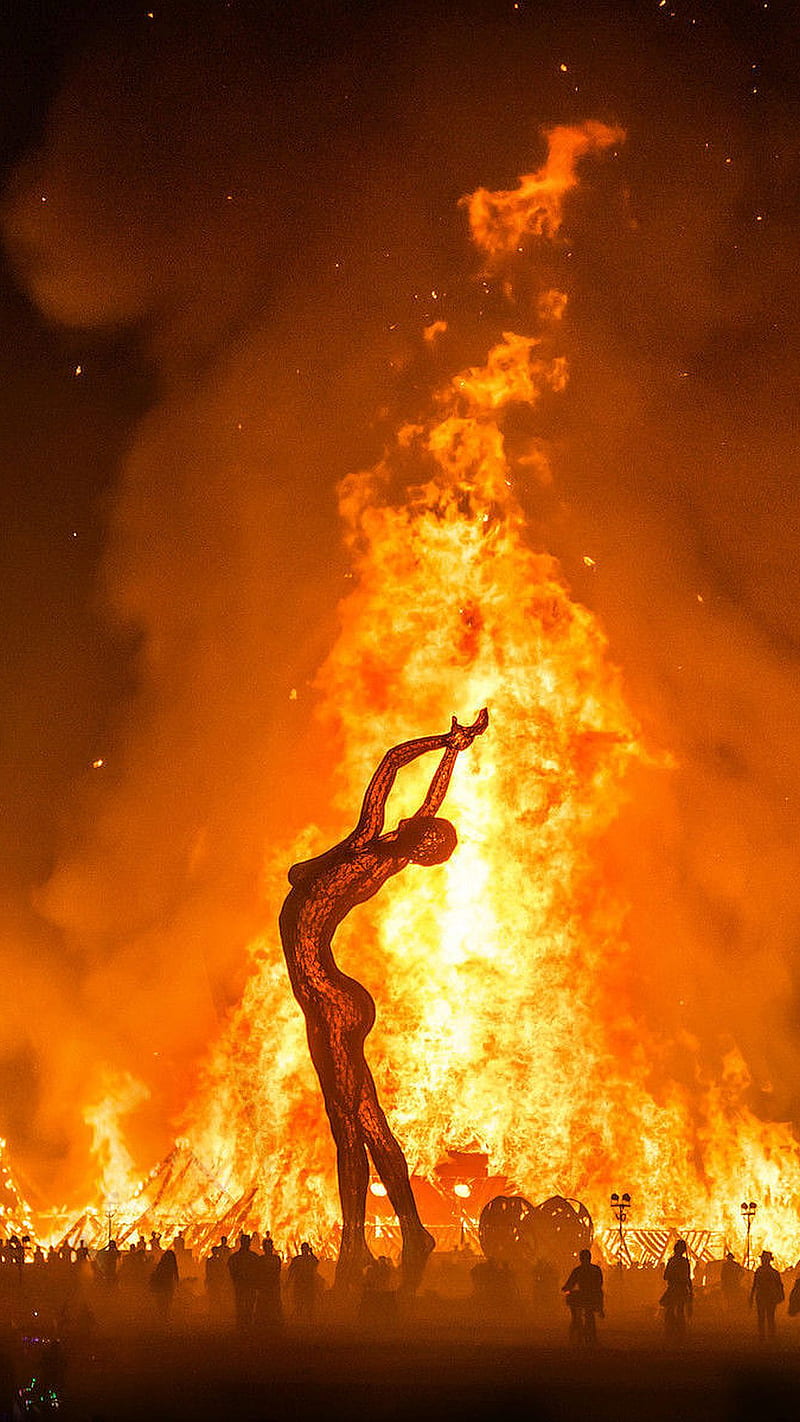 Burning Man - Woman, black rock, burning man, desert, festival, nevada, HD phone wallpaper