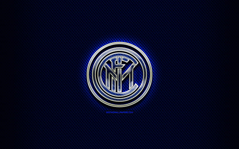 Internazionale FC, glass logo, blue rhombic background, Serie A, soccer, italian football club, football, Internazionale logo, creative, Inter Milan FC, Italy, HD wallpaper
