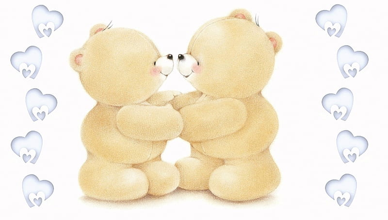 I love you!, valentine, kiss, card, cute, love, heart, white, teddy bear,  couple, HD wallpaper | Peakpx