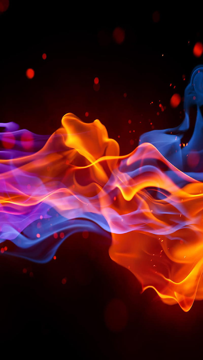 Fire and Ice, abstract, blue, fire, i6plus, ice, light, red, HD phone wallpaper