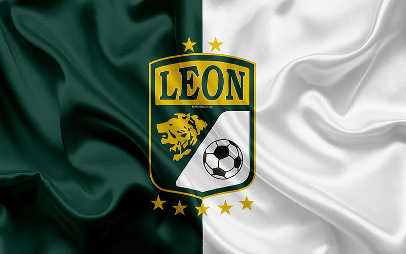 Club Leon FC Mexican Football Club, emblem, logo, sign, football, Primera Division, Mexico Football Championships, Leon, Mexico, silk flag, HD wallpaper