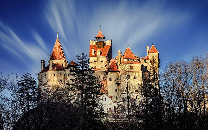 Castle Bran, old castle, autumn, attractions, Romania, HD wallpaper