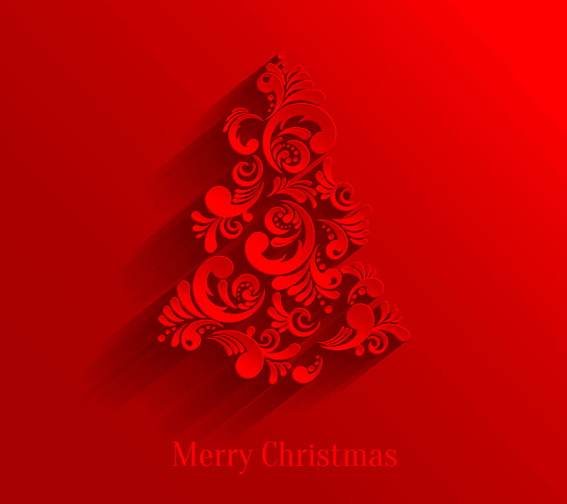 red christmas, decoration, desenho, festive, merry, tree, xmas, HD wallpaper