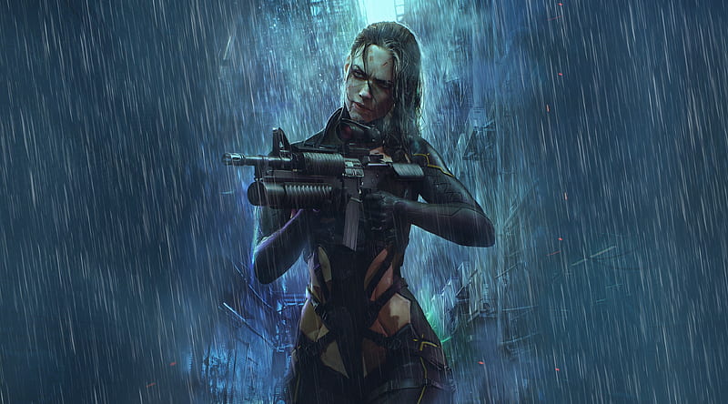 Human Cyborg Girl Ultra, Artistic, Fantasy, Girl, rain, Raining, scifi, cyborg, Cyberpunk, sciencefiction, HD wallpaper