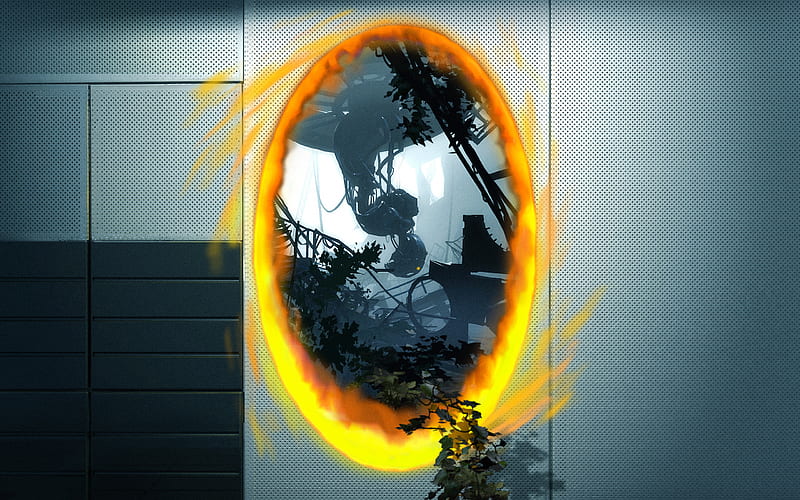 Portal 2,orange, portaling, portal, orange, game, video, HD wallpaper