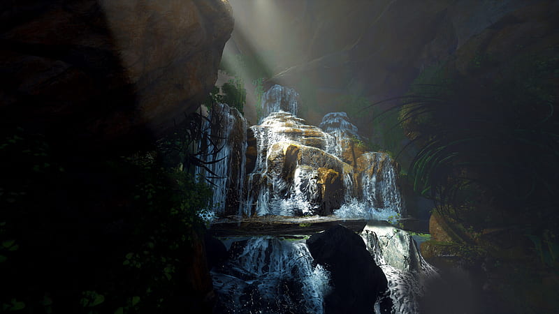 Artistic, Waterfall, Rock, HD wallpaper
