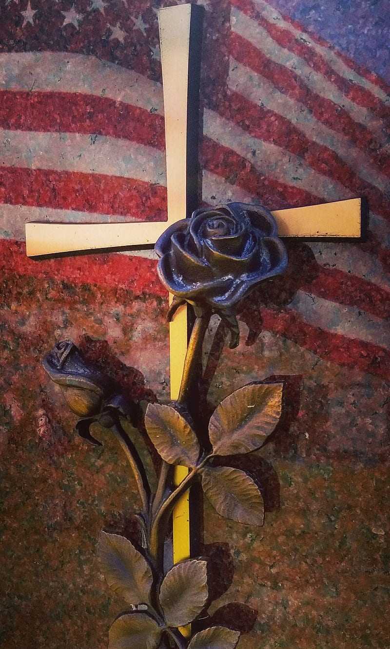 American Rose, america, cemetery, flag, grave, pride, respect, usa, veteran, HD phone wallpaper